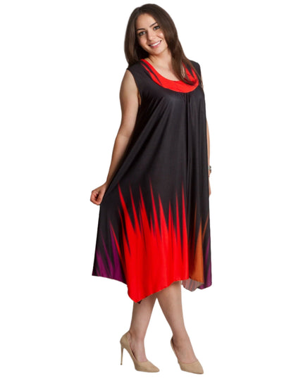 Черна разкроена рокля без ръкави в макси размери - Maxi Market