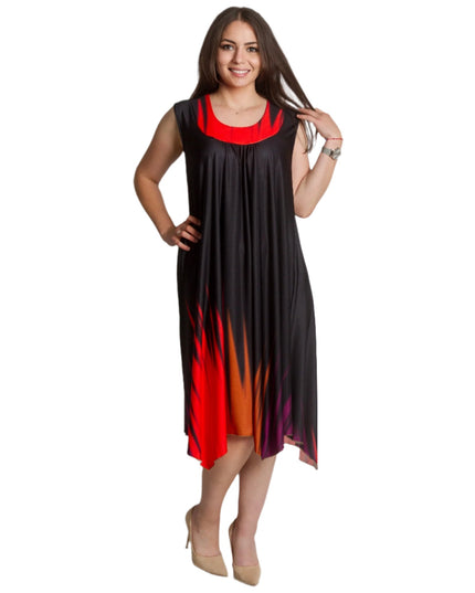 Черна разкроена рокля без ръкави в макси размери - Maxi Market