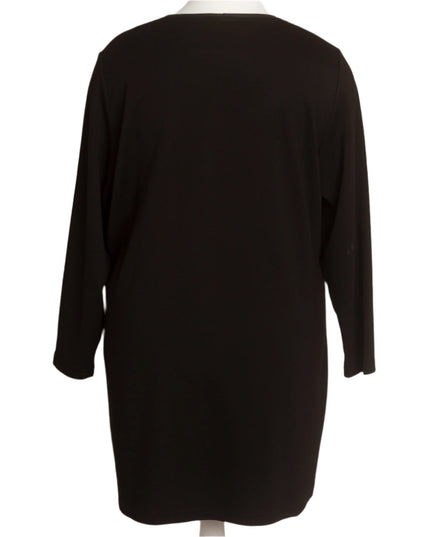 Черна туника с геометричен десен и свободна кройка - Maxi Market