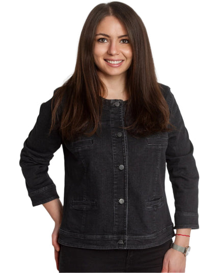 Черно дънково черно сако в големи размери - Maxi Market