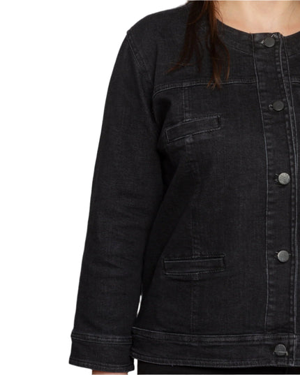 Черно дънково черно сако в големи размери - Maxi Market