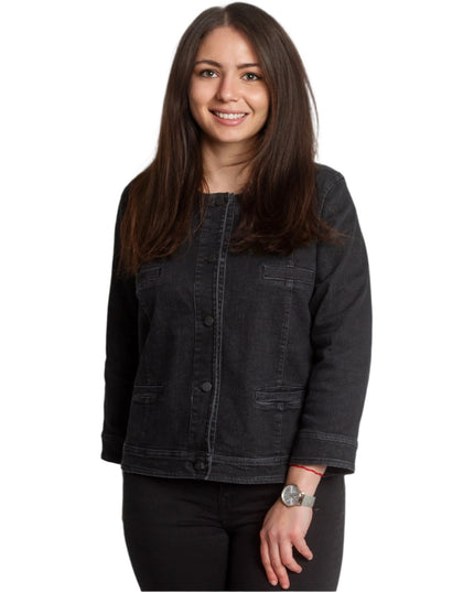 Черно дънково черно сако в големи размери - Maxi Market