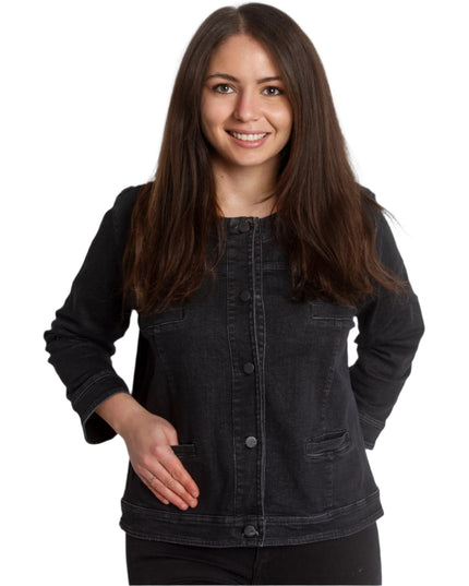 Черно дънково черно сако в големи размери - Maxi Market