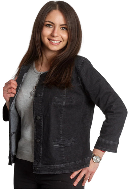 Черно дънково черно сако в големи размери - Maxi Market