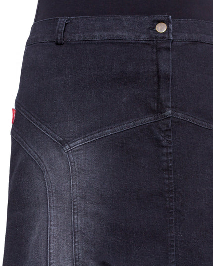 Fustă maxi din denim negru cu nasturi decorativi