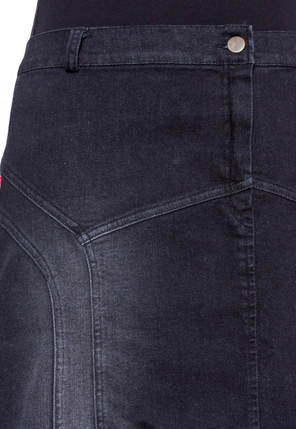 Fustă maxi din denim negru cu nasturi decorativi