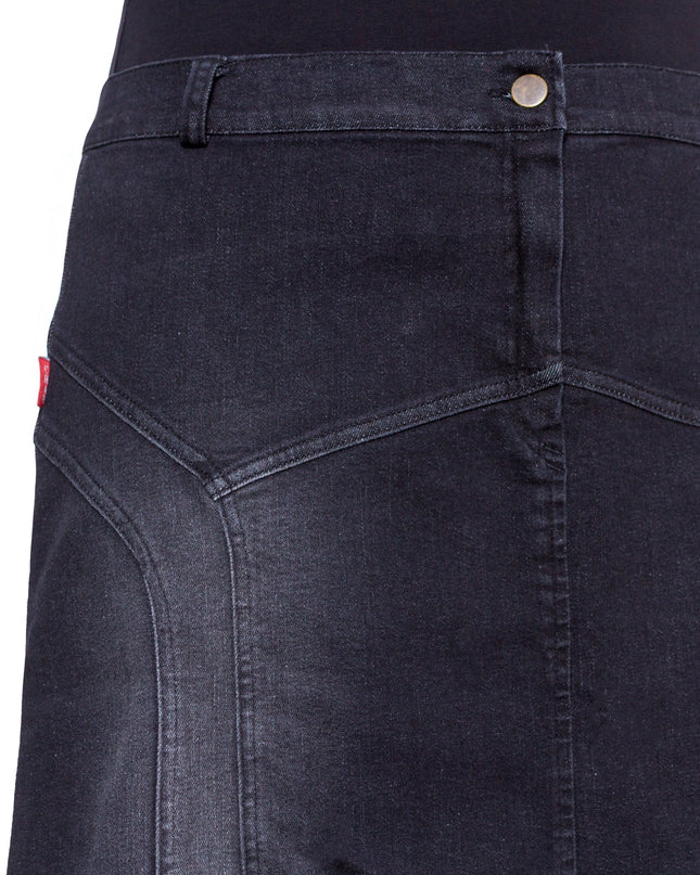 Fustă maxi din denim negru cu nasturi decorativi