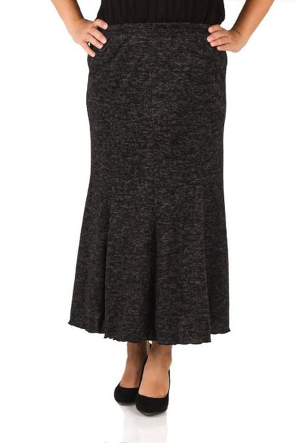 Дамска пола в макси размери - Тъмносива - Еластична талия - Есен - Зима - Българско производство - Maxi Market