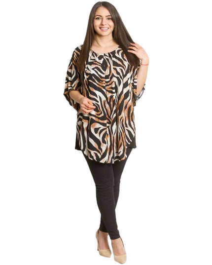 Дамска туника от шифон - 4XL,5XL - Животински принт - Maxi Market