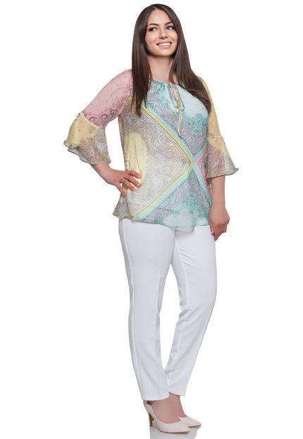 Tunică maxi formală cu un decolteu spectaculos și șifon cu imprimeu alb-negru