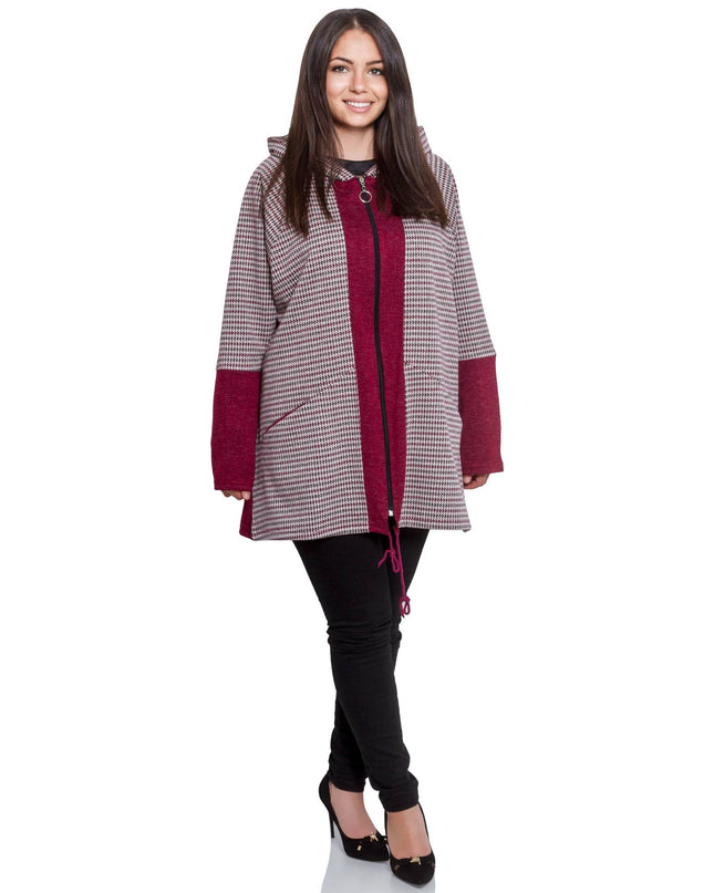 Jachetă elegantă cu glugă și buzunare - Model elastic