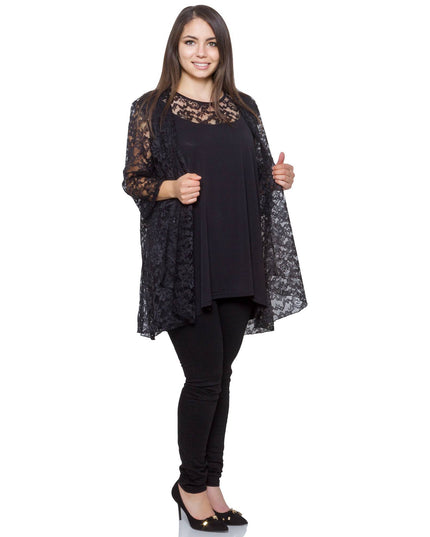 Дамски комплект в макси размери - сако и топ с цветен десен - елегантен за официални събития - висококачествени материали - комфортна кройка - Maxi Market