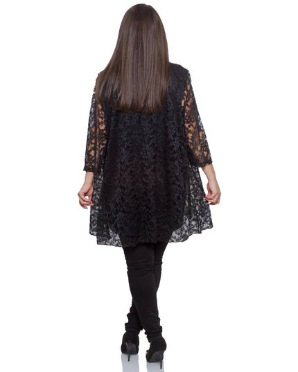 Дамски комплект в макси размери - сако и топ с цветен десен - елегантен за официални събития - висококачествени материали - комфортна кройка - Maxi Market