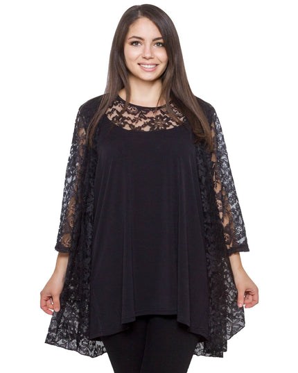 Дамски комплект в макси размери - сако и топ с цветен десен - елегантен за официални събития - висококачествени материали - комфортна кройка - Maxi Market