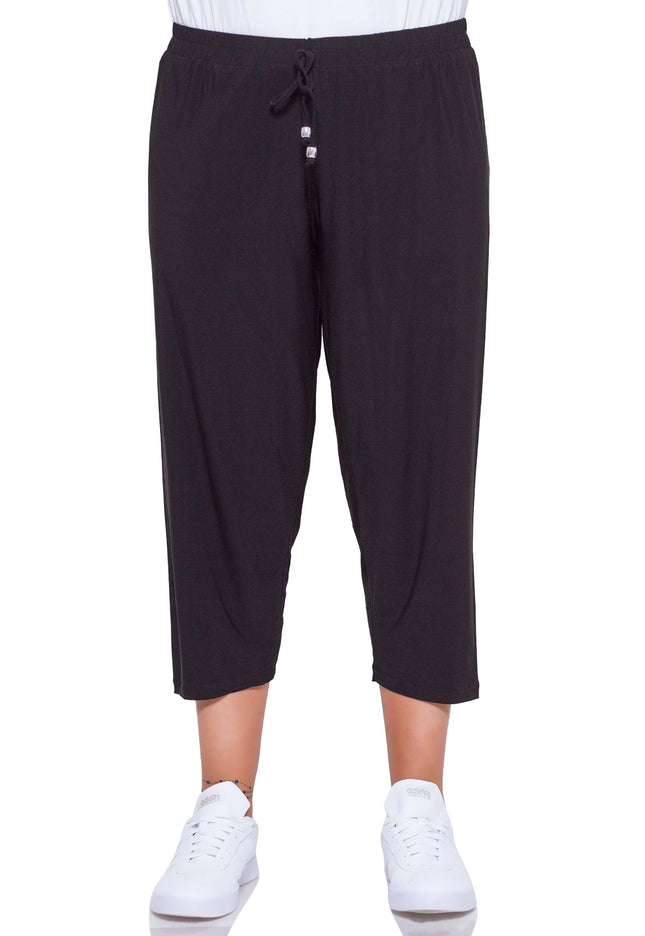 Дамски панталони в макси размери - черен цвят - удобни за ежедневието - еластични и стилни - Пролет - Лято - Maxi Market