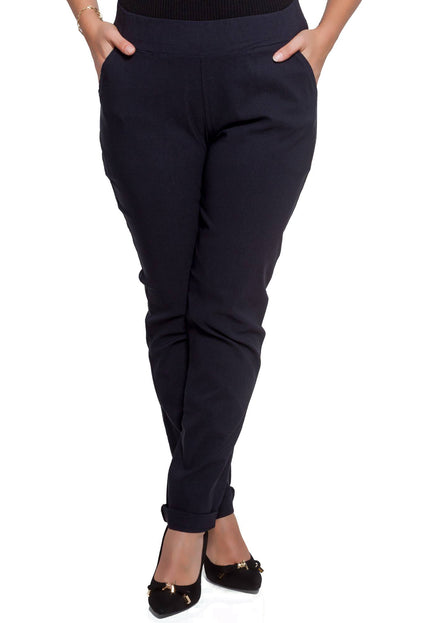 Pantaloni maxi eleganți negri cu elastic în talie și legături