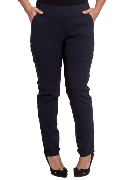 Pantaloni maxi eleganți negri cu elastic în talie și legături