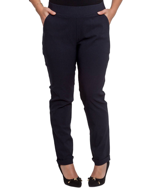 Pantaloni maxi eleganți negri cu elastic în talie și legături