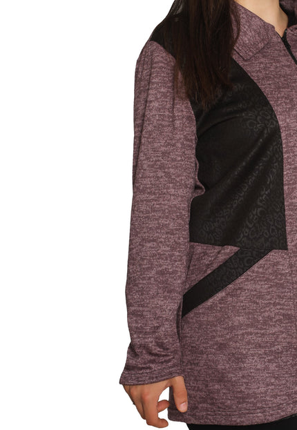 Дамски жакет пепел от рози с цип и джобове - Maxi Market