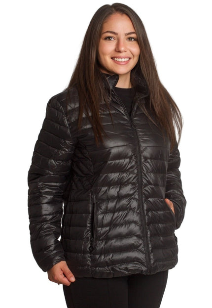 Дамско черно яке с качулка и джобове в големи размери - Maxi Market