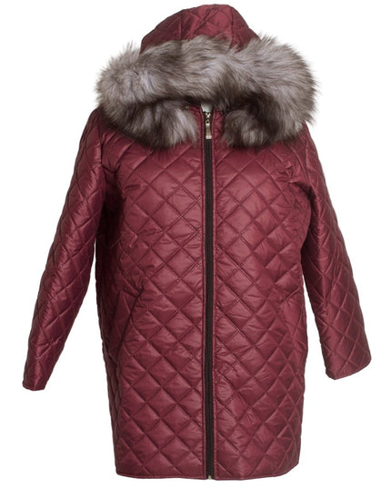 Дамско яке в цвят бордо с качулка и джобове в големи размери - Maxi Market