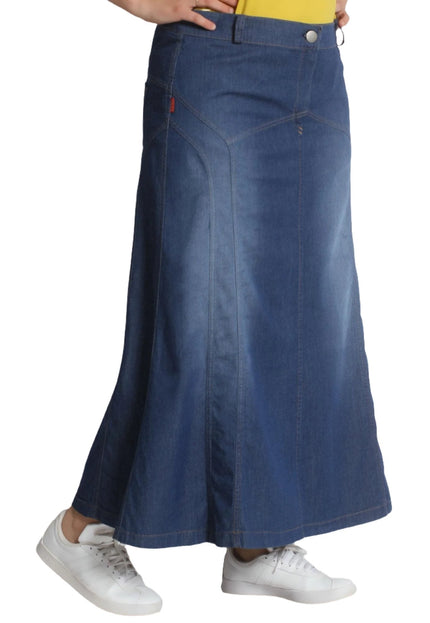 Дълга дънкова пола - Еластична материя - XL, 2XL, 4XL, 5XL, 6XL, 7XL - Пролет - Лято - Maxi Market