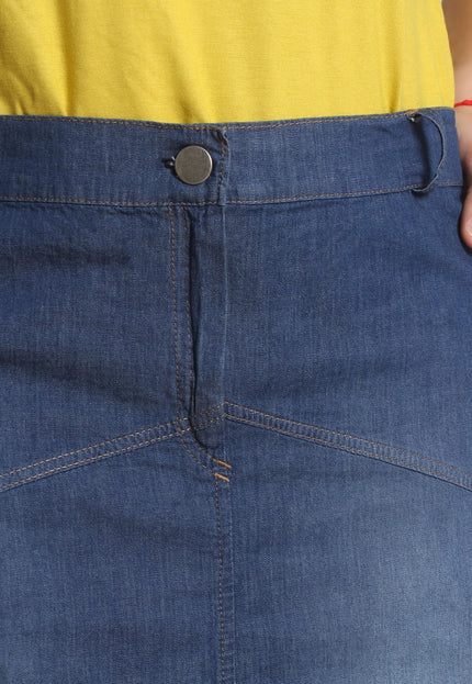 Дълга дънкова пола - Еластична материя - XL, 2XL, 4XL, 5XL, 6XL, 7XL - Пролет - Лято - Maxi Market