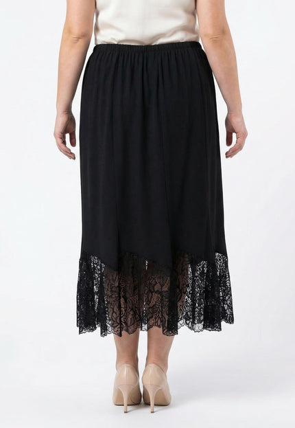 Официална черна макси пола с дантела