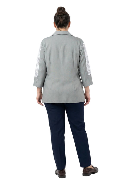 Официална макси риза от лен с дантела каки