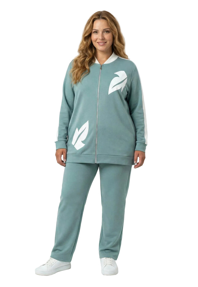 Дамски макси комплект от две части в светлозелено с елементи от еко кожа