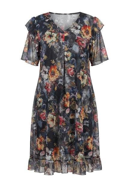 Официална разкроена рокля от шифон на цветя с еластична подплата