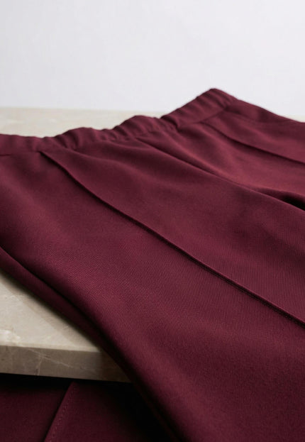 Pantaloni eleganți de damă, croi drept, culoarea bordo (Mărimi mari)
