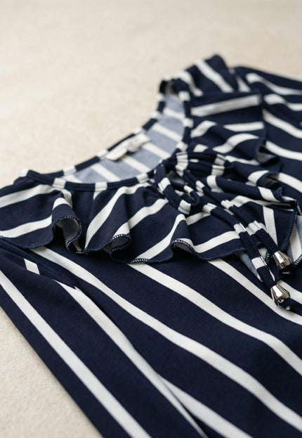 Официална макси туника на райе с връзки и 7/8 ръкав