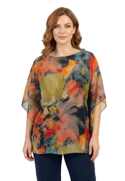 Официална макси туника с преливащ шифон