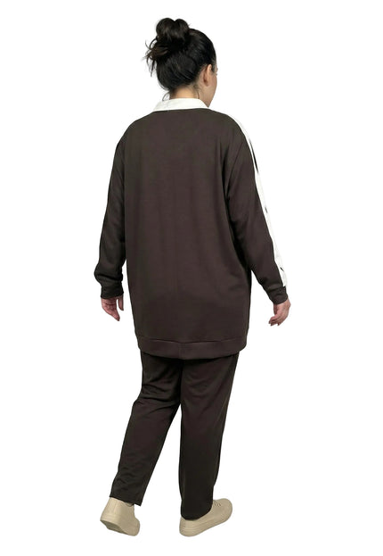 Ежедневен дамски макси комплект от две части в кафяво