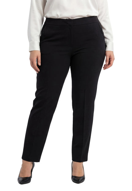 Официален черен панталон с дискретни камъни в големи размери