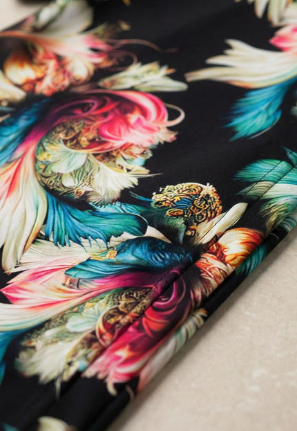 Официална туника с шарен шифон и тюл в  големи размери