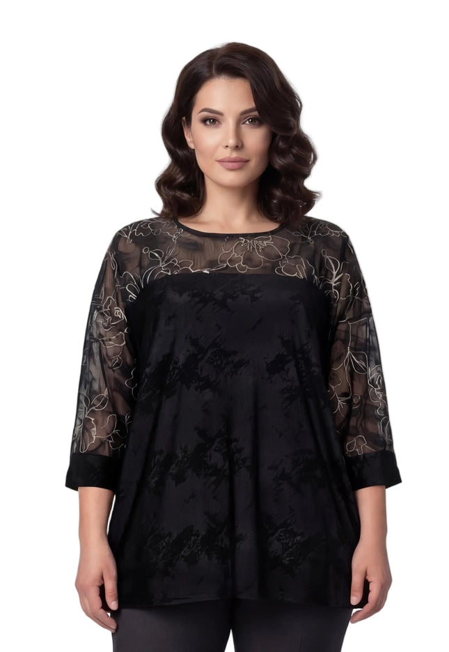 Официална черна туника големи размери