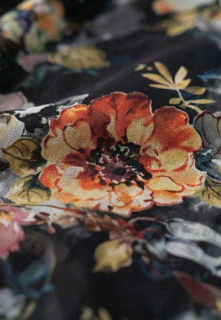 Официална разкроена рокля от шифон на цветя с еластична подплата