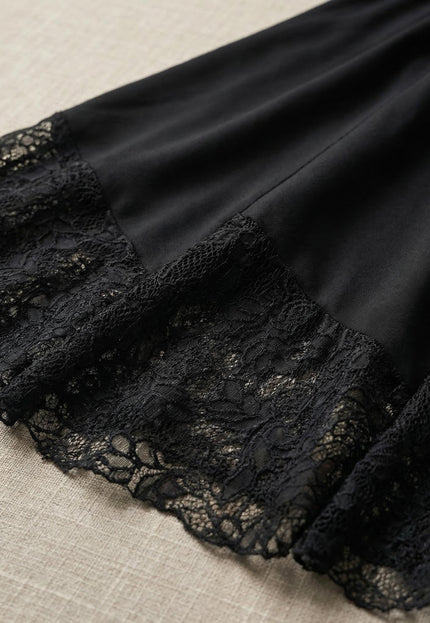 Официална черна макси пола с дантела