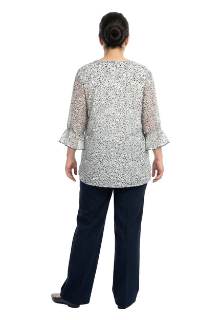 Официална бяла макси туника на цветя с перли и тюл