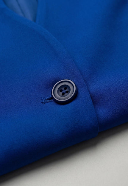 Официално дамско сако големи размери в кралскосин цвят с роза