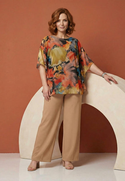 Официална макси туника с преливащ шифон