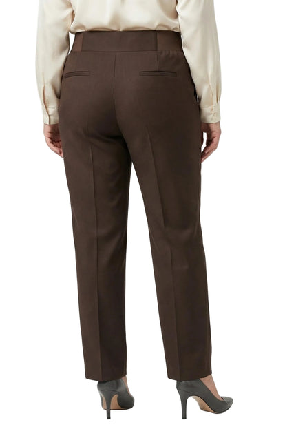 Елегантен кафяв панталон с висока талия и копчета големи размери