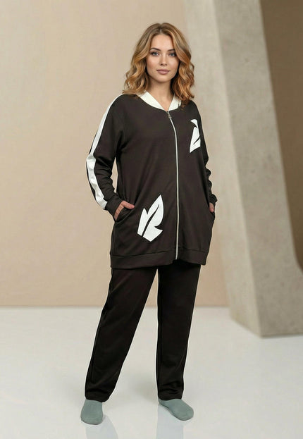 Ежедневен дамски макси комплект от две части в кафяво