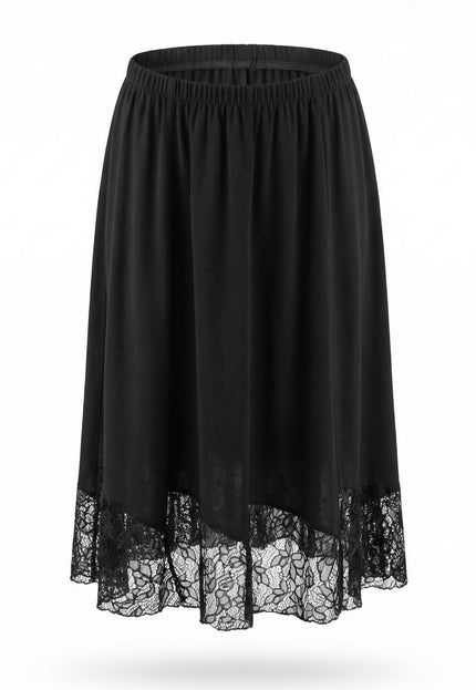 Официална черна макси пола с дантела