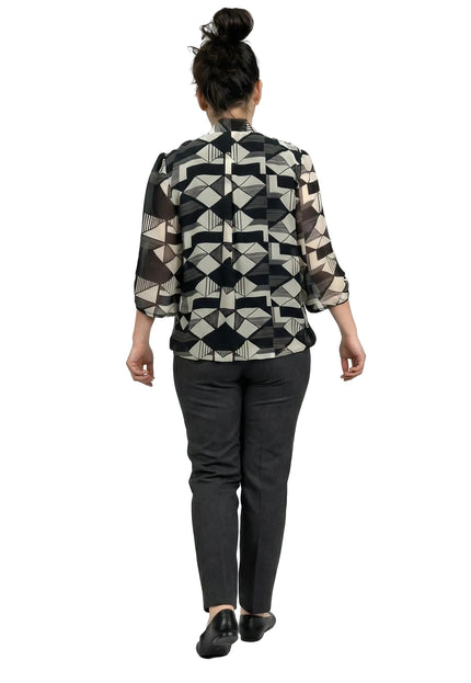 Официална черна макси туника с панделка и 7/8 ръкав