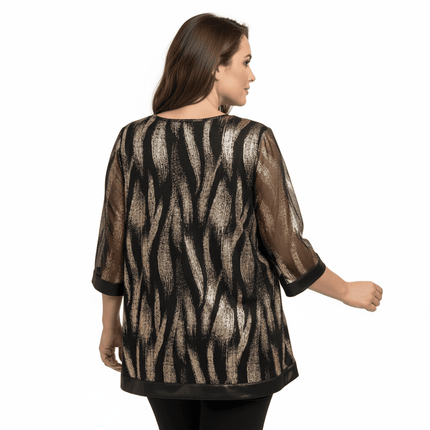 Елегантна разкроена туника с блясък - Макси размери | MaxiMarket