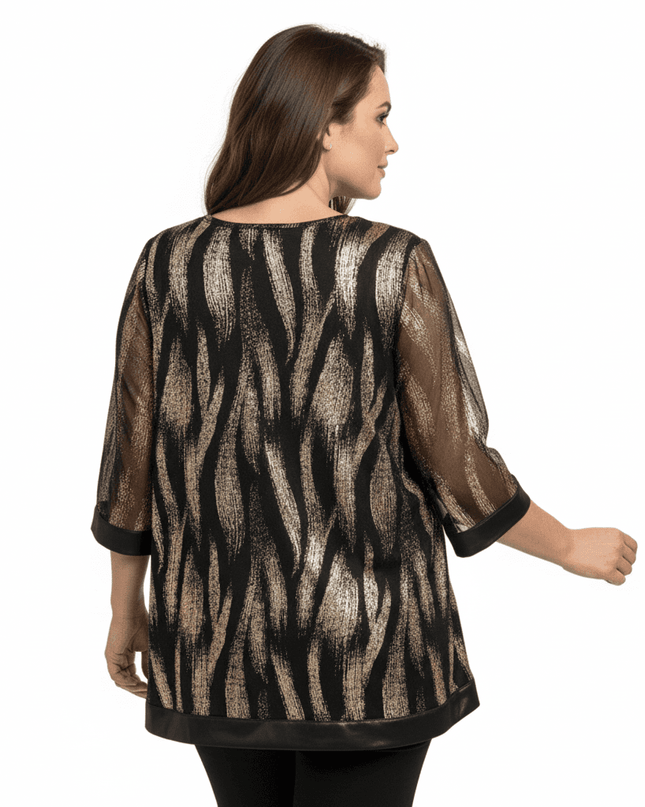 Елегантна разкроена туника с блясък - Макси размери | MaxiMarket