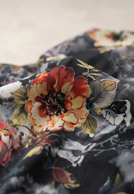 Официална разкроена рокля от шифон на цветя с еластична подплата